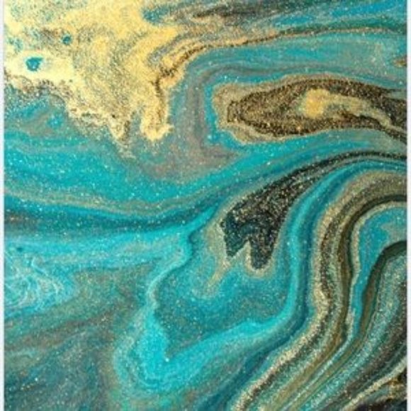 Turquoise Gold contemporary abstract art print - Picture 2 of 6